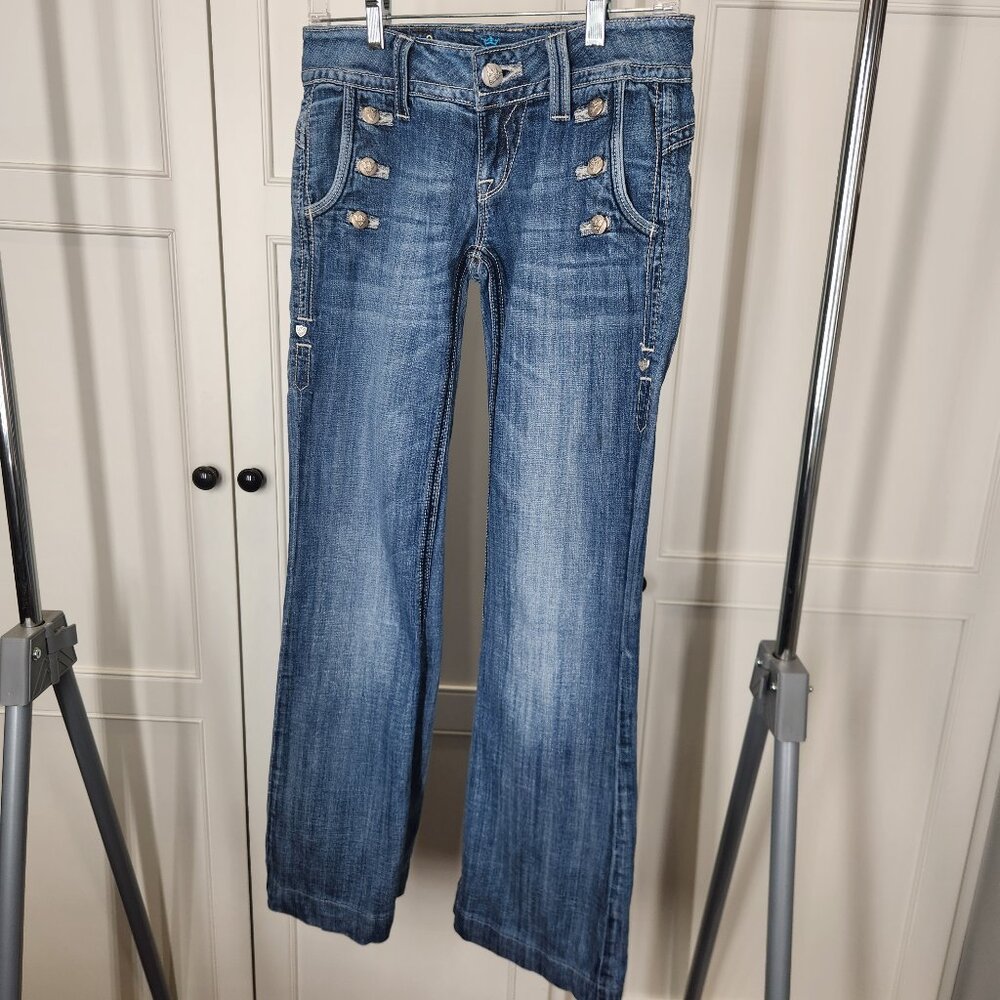 Sang Real women's low rise boot cut jeans, size 26